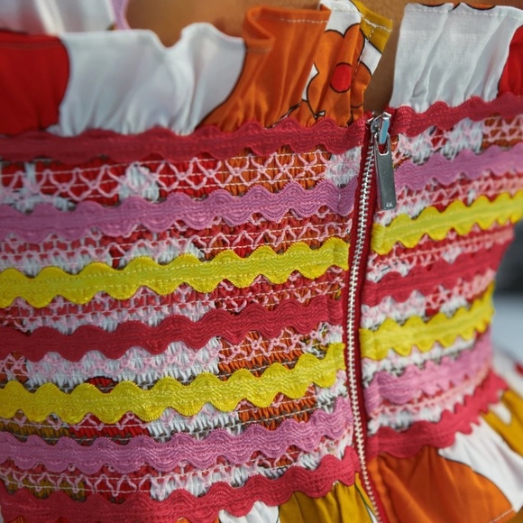 NWT CELIAB Women Red Sunstone Floral Tiered Midi Dress, Sz S - Picture 5 of 6